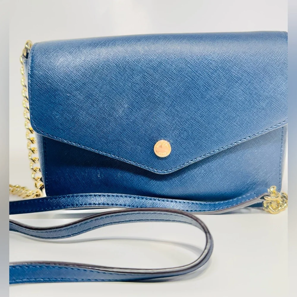 Michael Kors Navy Crossbody Purse & Wallet with Gold Hardware